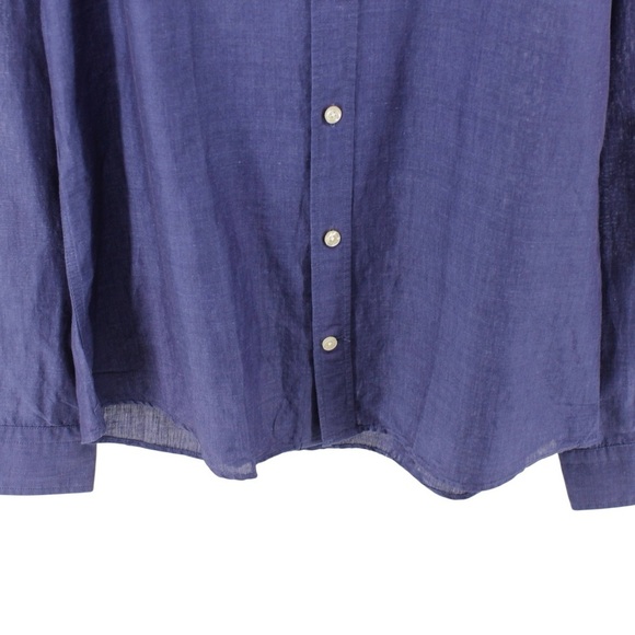 J. Lindeberg Indigo Button-up Linen Blend Long Sleeve Coastal Casual Chic Size M - Picture 4 of 10